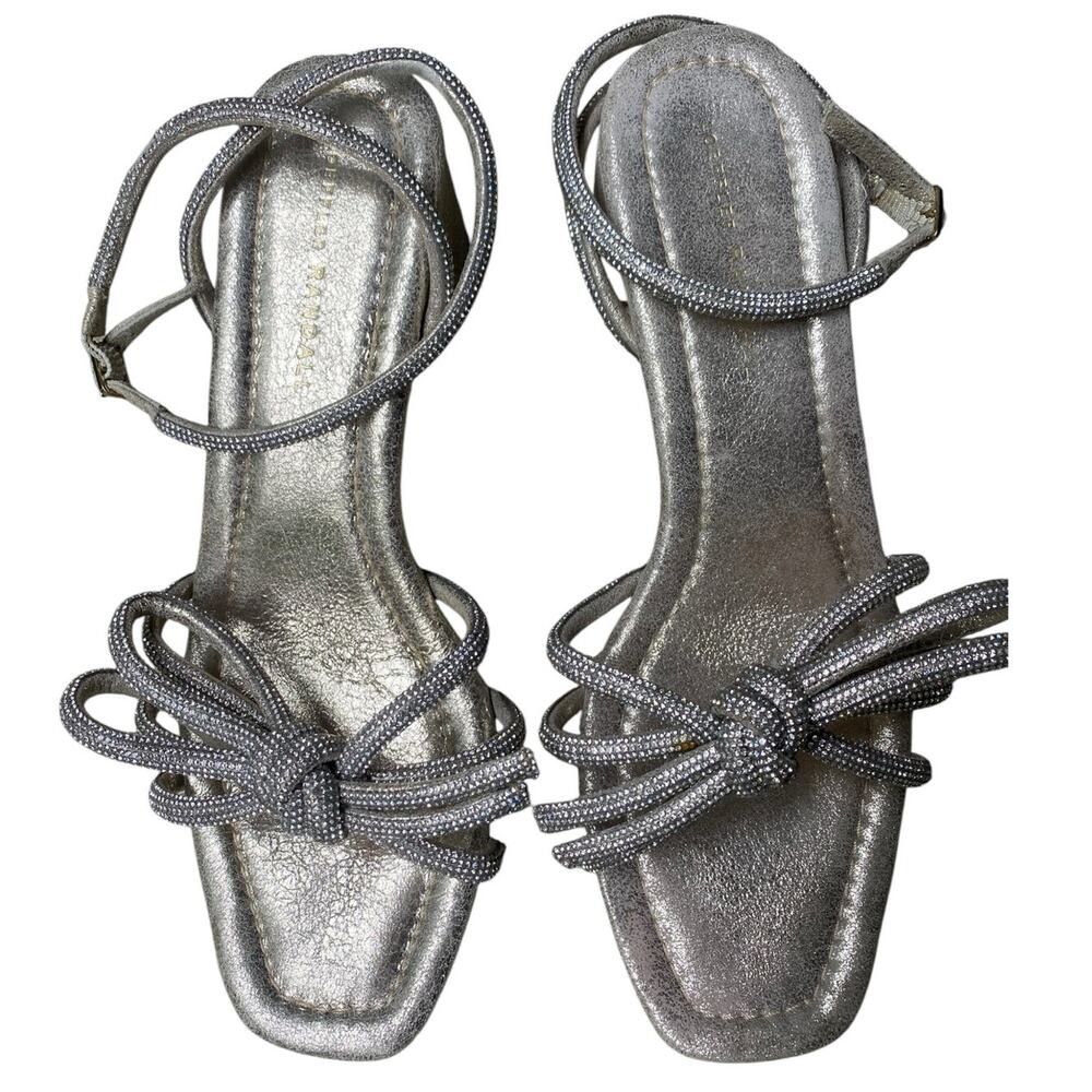 Loeffler Randall Mikel Crystal Embellished Bow Heel Sandal US 9 Cappuccino Suede - Picture 7 of 13